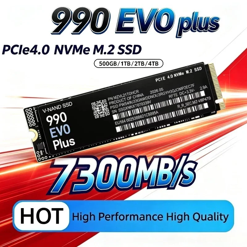 990 EVO Plus 500GB-4TB TLC 3D NAND NVMe M.2 2280 SSD PCIe 4.0 7300MB/s Read Performance Internal Drive for Desktop Laptop PS5.