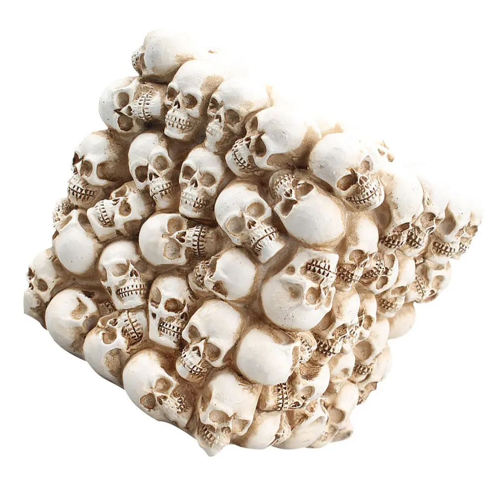 Small Square Skull Pen Holder Desktop Decoration Makeup Brush Holder Multifuntional Stationery Container Skull Brush Pot
