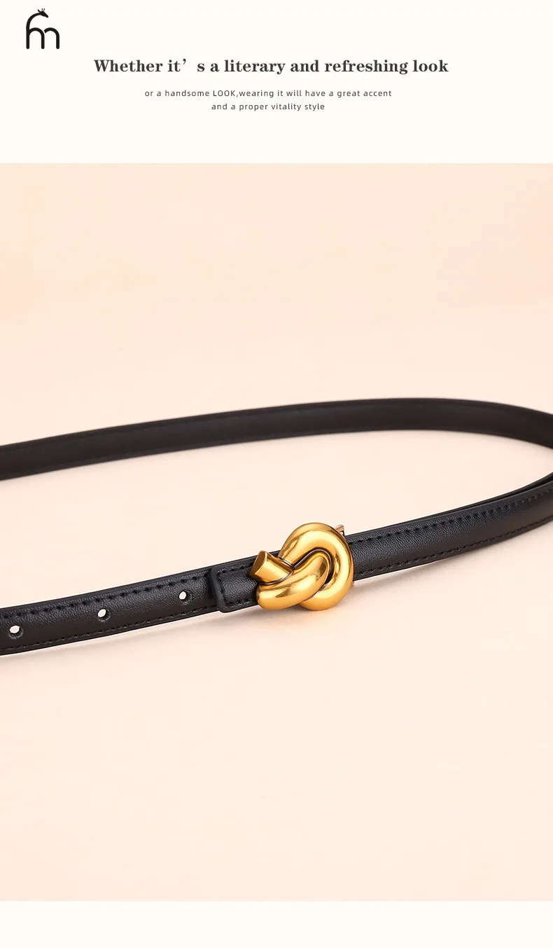 Echtleder-Knotengürtel für Damen, modischer Gürtel mit Schnalle, Kleider- und Jeansgürtel – Detail 7