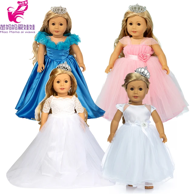 18-calowa sukienka dla lalek Blue Prince Belle z koroną dla 43-centymetrowej noworodkowej lalki dla 18-calowej lalki American Og Girl Doll Clothes