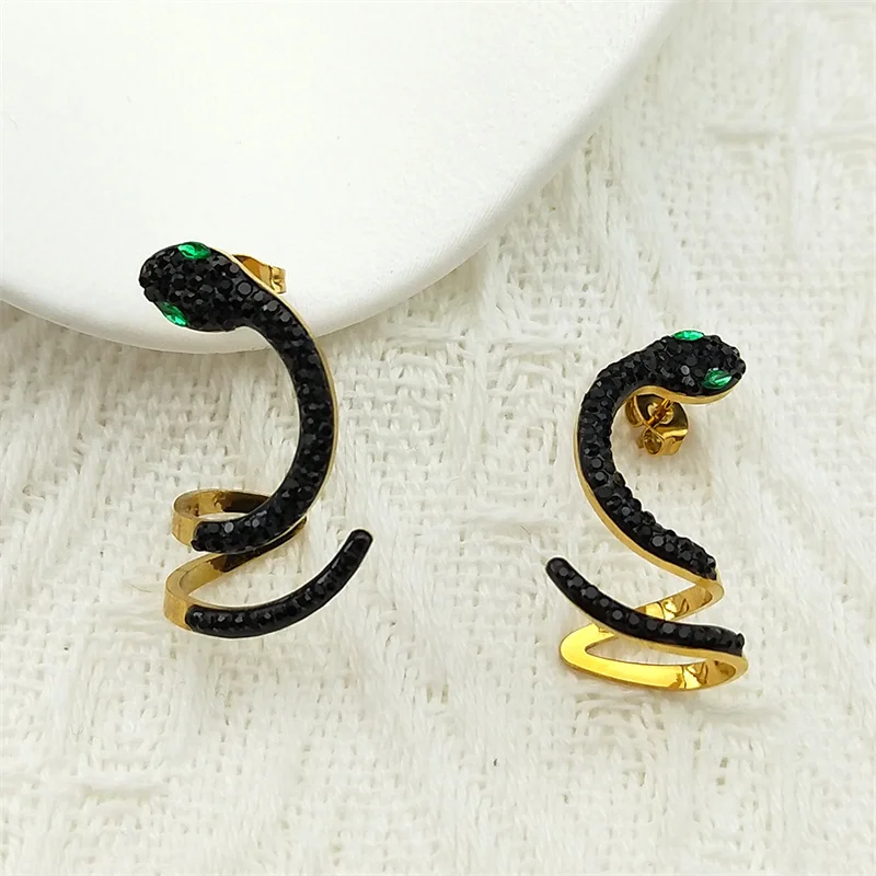 Vintage Cobra Snake Shaped Drop Earrings for Women Girls Crystal Gold Color Animals Punk Accessories Special Gifts JewelryZZ736