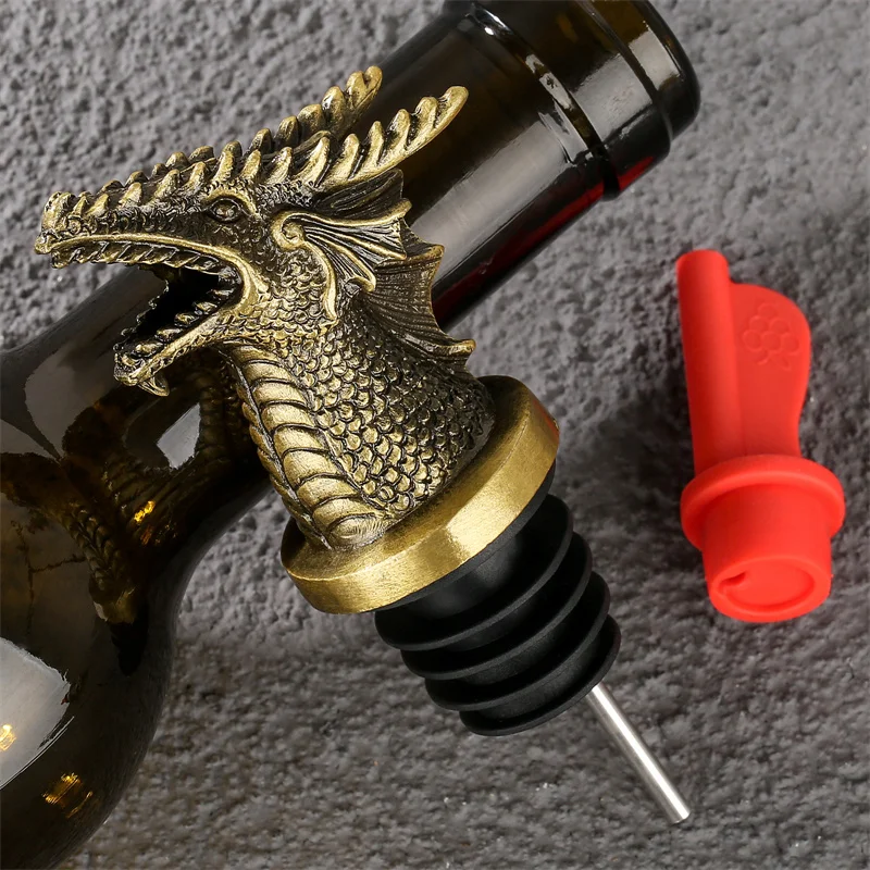 Dragon Head Wine Pourer Stopper 2-in-1 Stainless Steel Spout with Silicone Seal Bar Accessory for Kitchen Club Wedding Party image 5