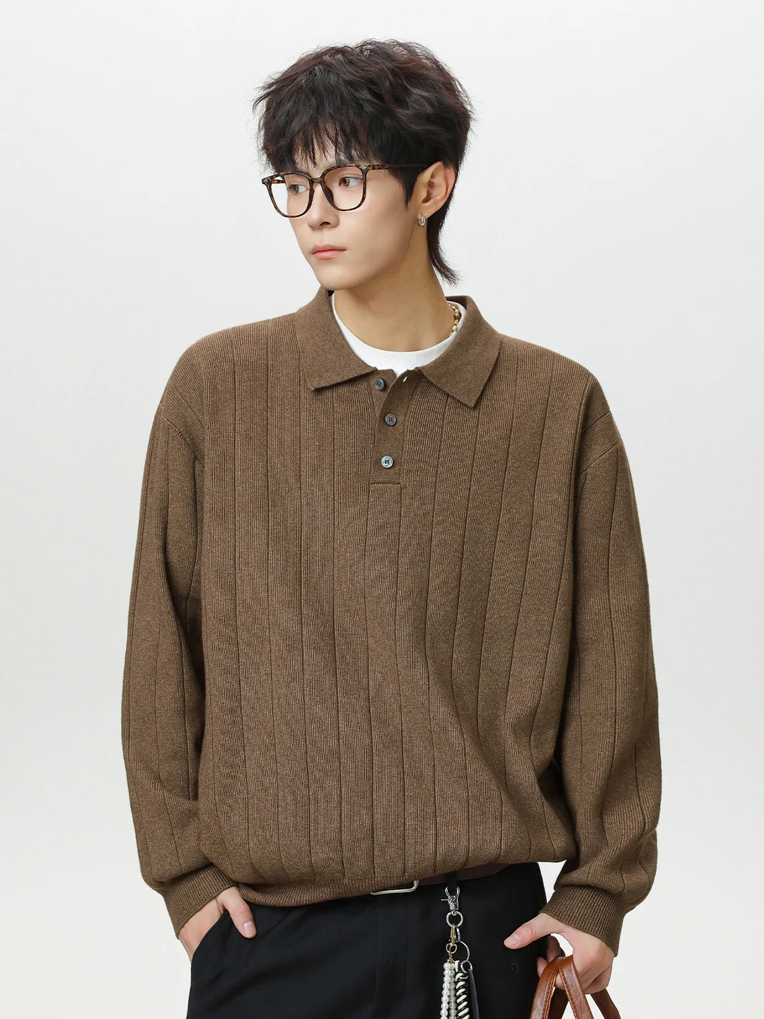 

Мужской вязаный свитер в повседневном стиле с длинным рукавом, осенне-зимняя новинка, качественная текстура, вертикальные полосы