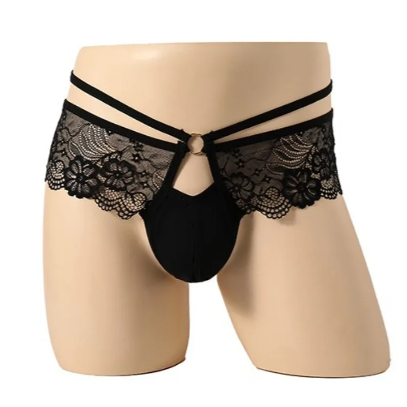 

Sissy Lingerie Mens Sexy Lace See Through Skirted G-Strings Girly Underwear Bulge Pouch T-Back Thong Gay Crossdress Underpant
