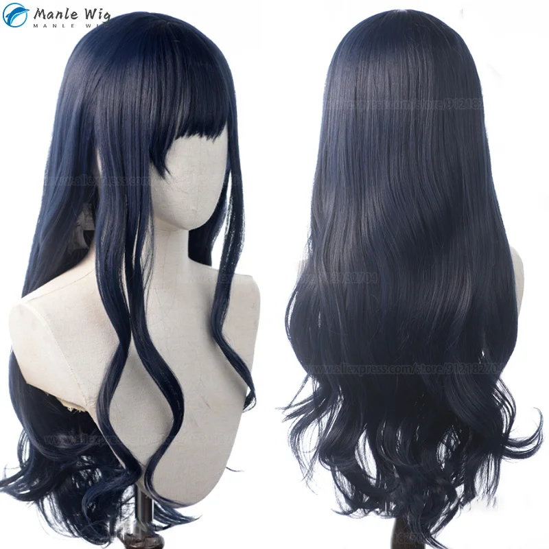 Game FF14 Gaia Cosplay Wig FFXIV Gaia Cosplay 80cm Blue Heat Resistant Hair Halloween Final Fantasy XIV Gaia Wigs + Wig Cap