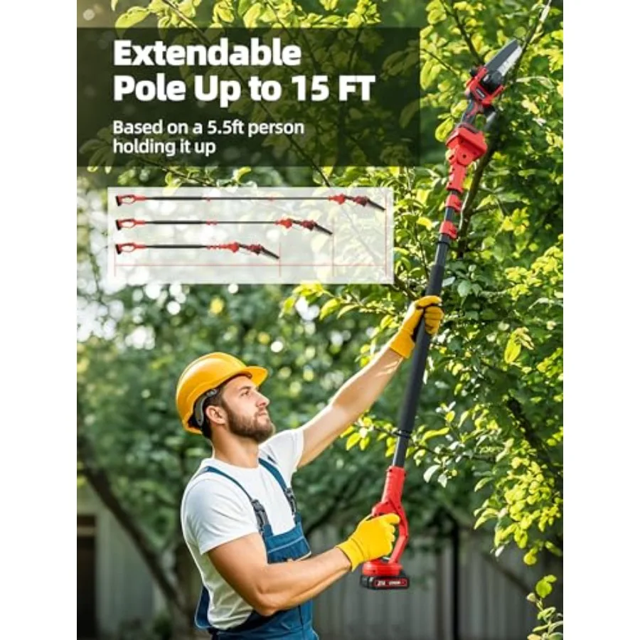 2IN1 무선 폴 톱 미니 체인톱 브러시리스 모터로 효율적인 나무 가지치기 및 목재 절단 8인치 전기톱