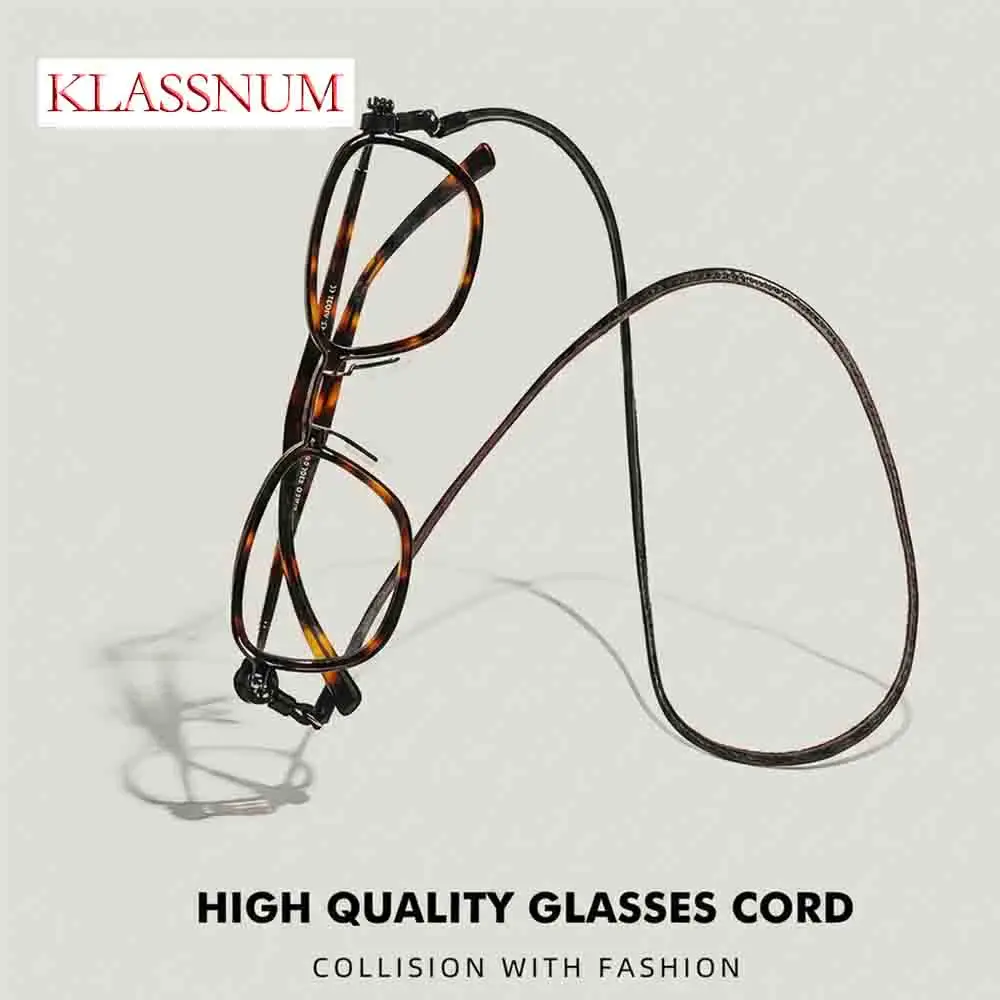 KLASSNUM Premium Vintage Leather Glasses Lanyard Sheepskin Anti Drop Sunglasses String Holder Neck Rope Strap Accessories