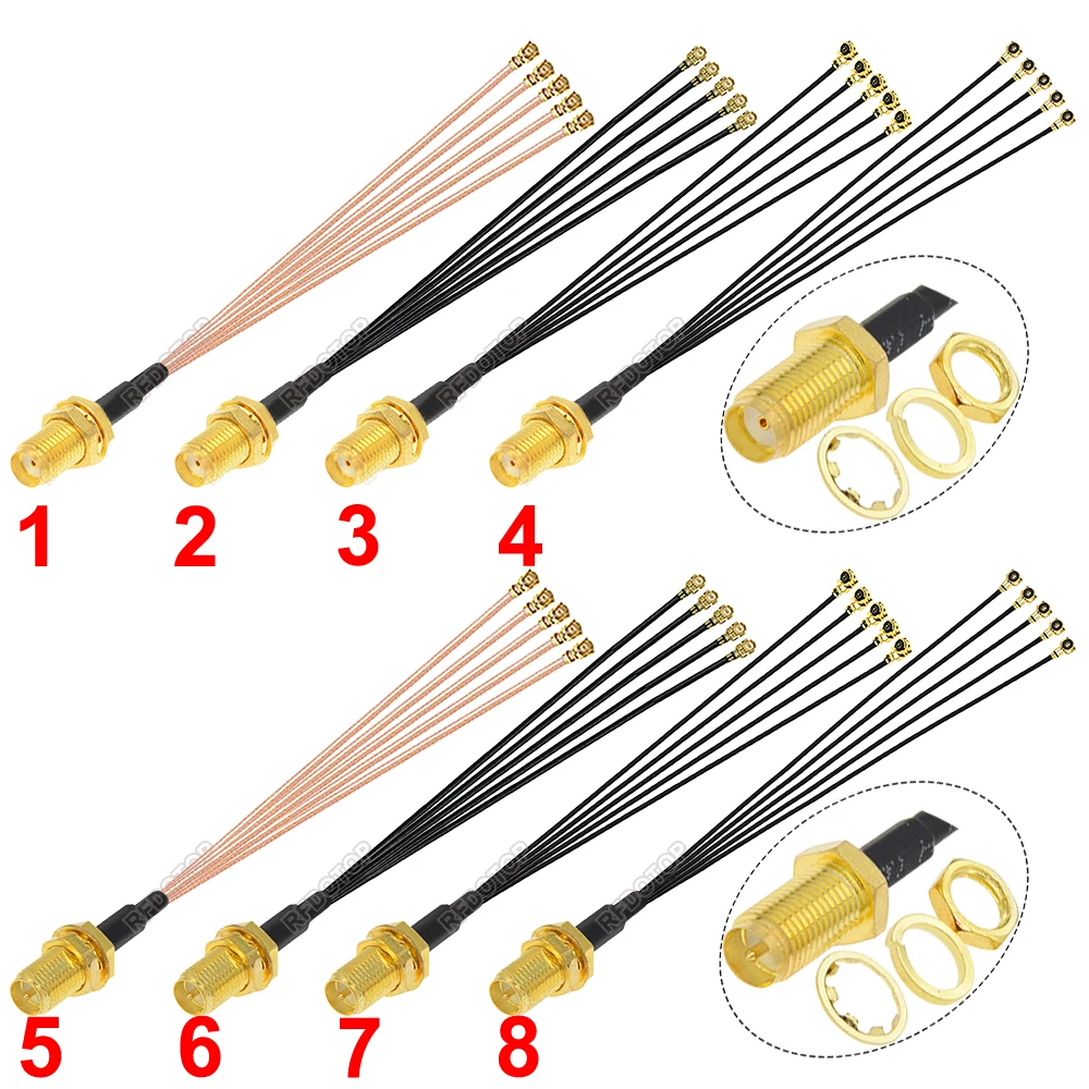 1PCS RPSMA/SMA Female Connector to 5xUfl/IPEX1 Female1 RG178 Cable Extension Pigtail Wifi Antenna SMA to  5Splitter RF Jumper