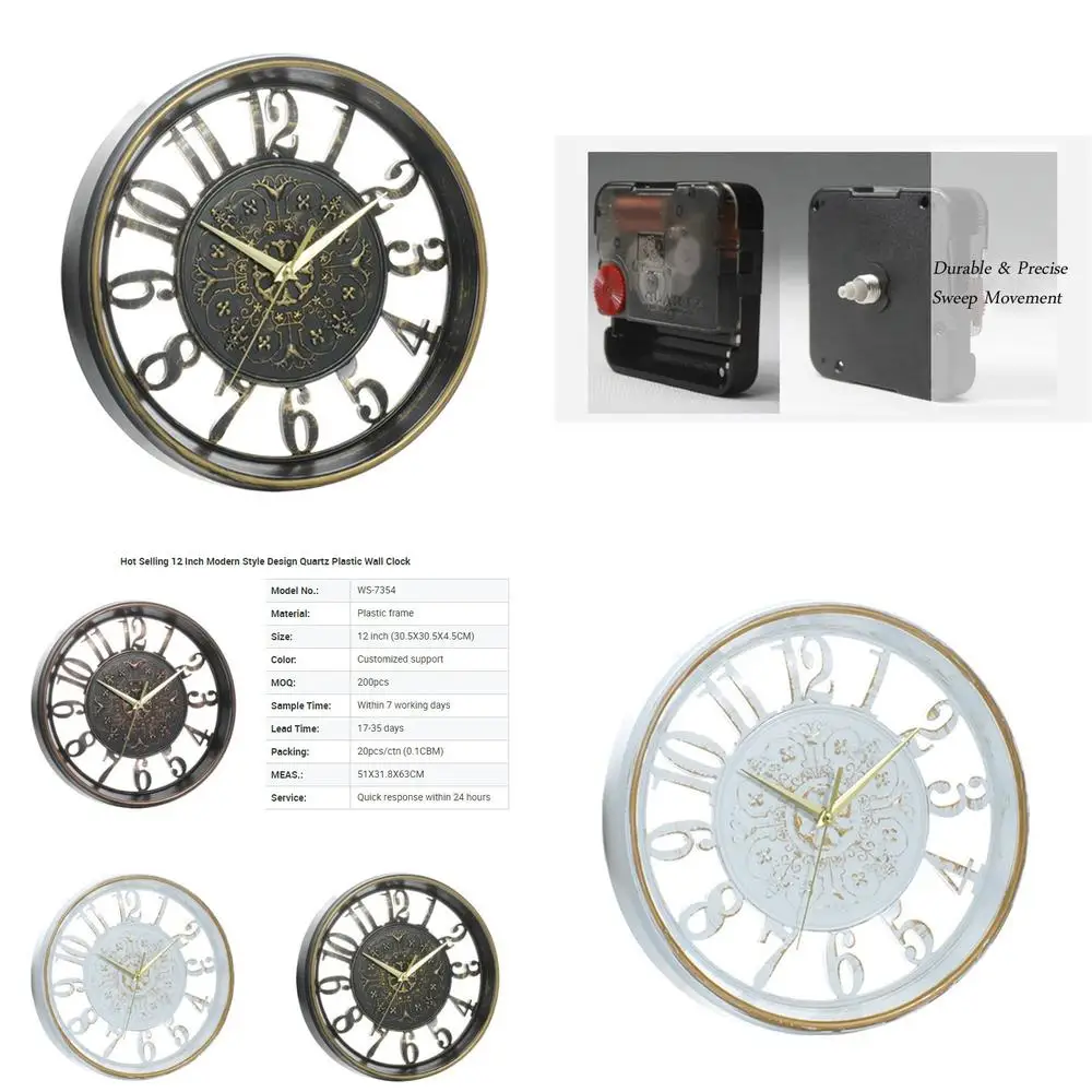 

Retro Simple Hollow Wall Clock for Living Room Decoration Customizable Wholesale Clock