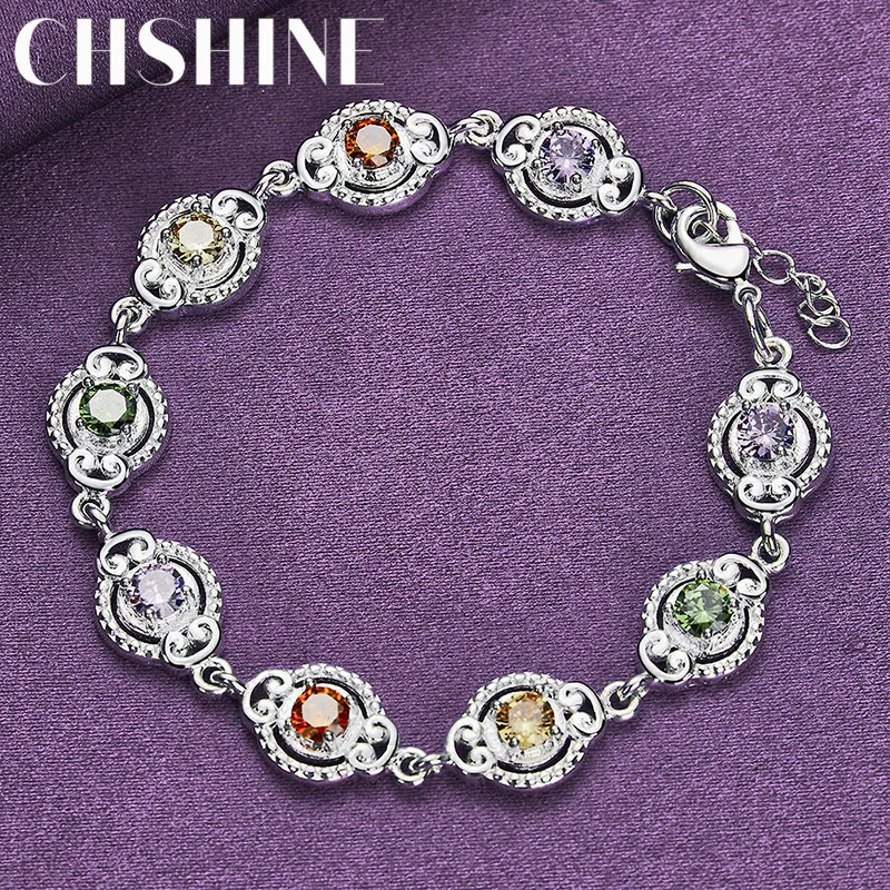 CHSHINE bracciale a catena in cristallo Color argento Sterling 925 per le donne regali di gioielli di moda per feste di matrimonio all'ingrosso spedizione gratuita