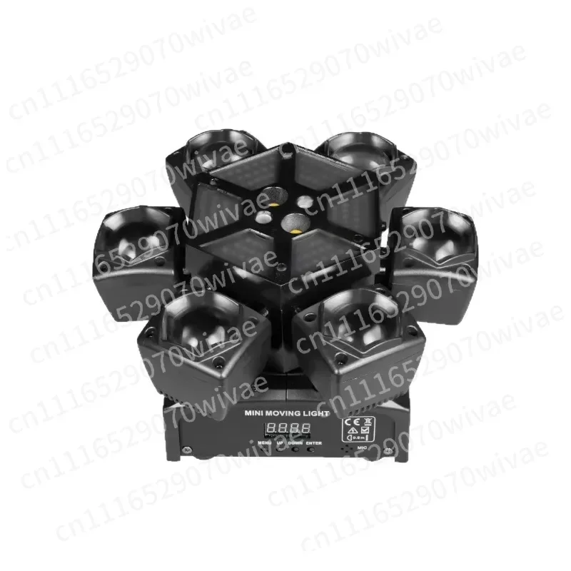 Mini 6-Arm Pattern Light, LED Beam Moving Head Light, DJ Disco Strobe Laser Atmosphere Lamp for KTV Bar