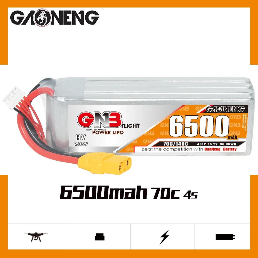 

GAONENG GNB 6500mAh HV 4S 70C 140C 15.2V XT90 LiPo Battery 1/8 1:8 Scale RC Hobby Models Large Scale Sport RC Aerobatic Airplane