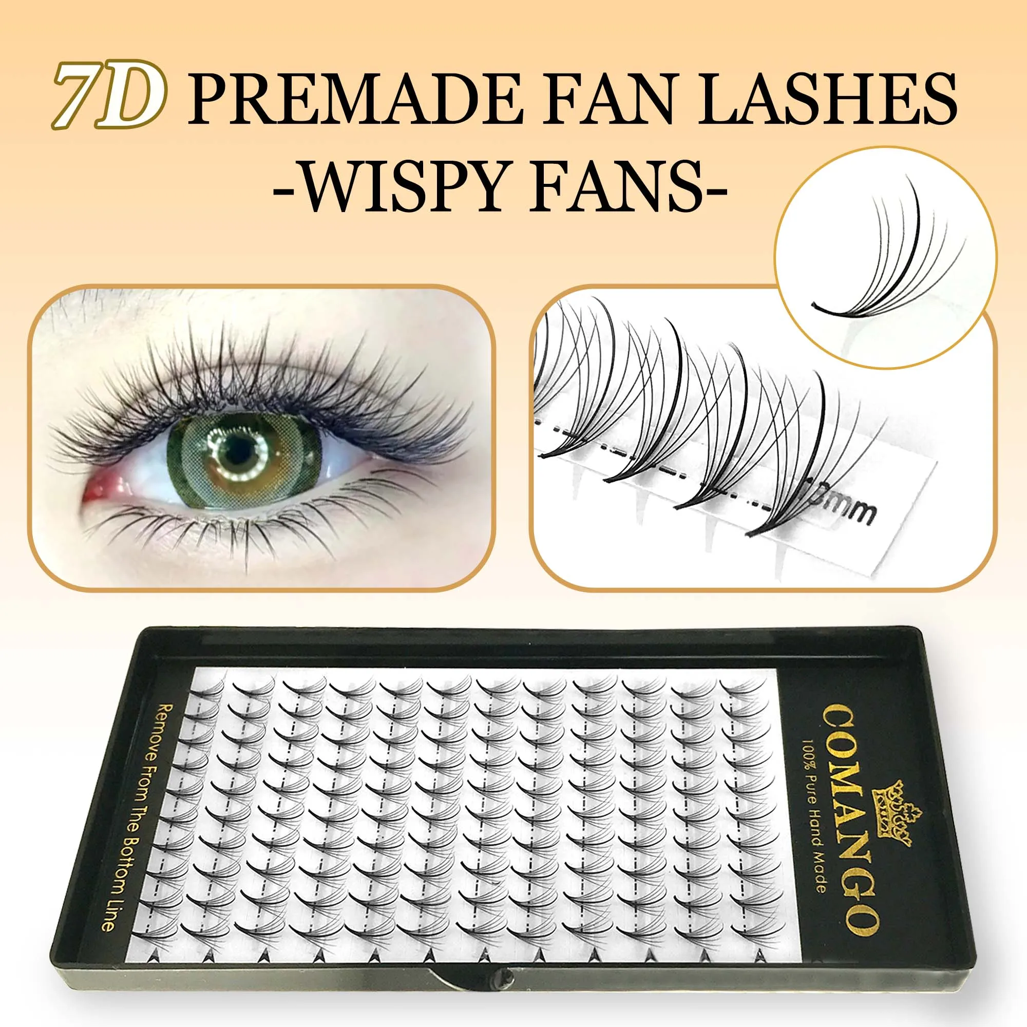 CoMango 7D 300/120Fans 15/12Rows Tray Natural Black  Eyelashes Extensions Handmade Premade Volume Fans Individual Lash Extension