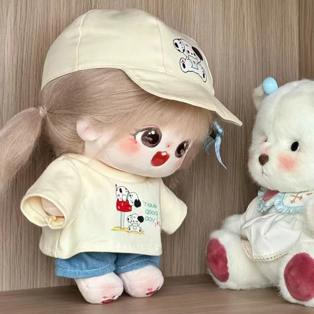 

1 комплект одежды, хлопковая одежда с рисунком собаки, 20 см, джинсовые шорты, наряд, хлопковая одежда, модная мини-одежда, аксессуары