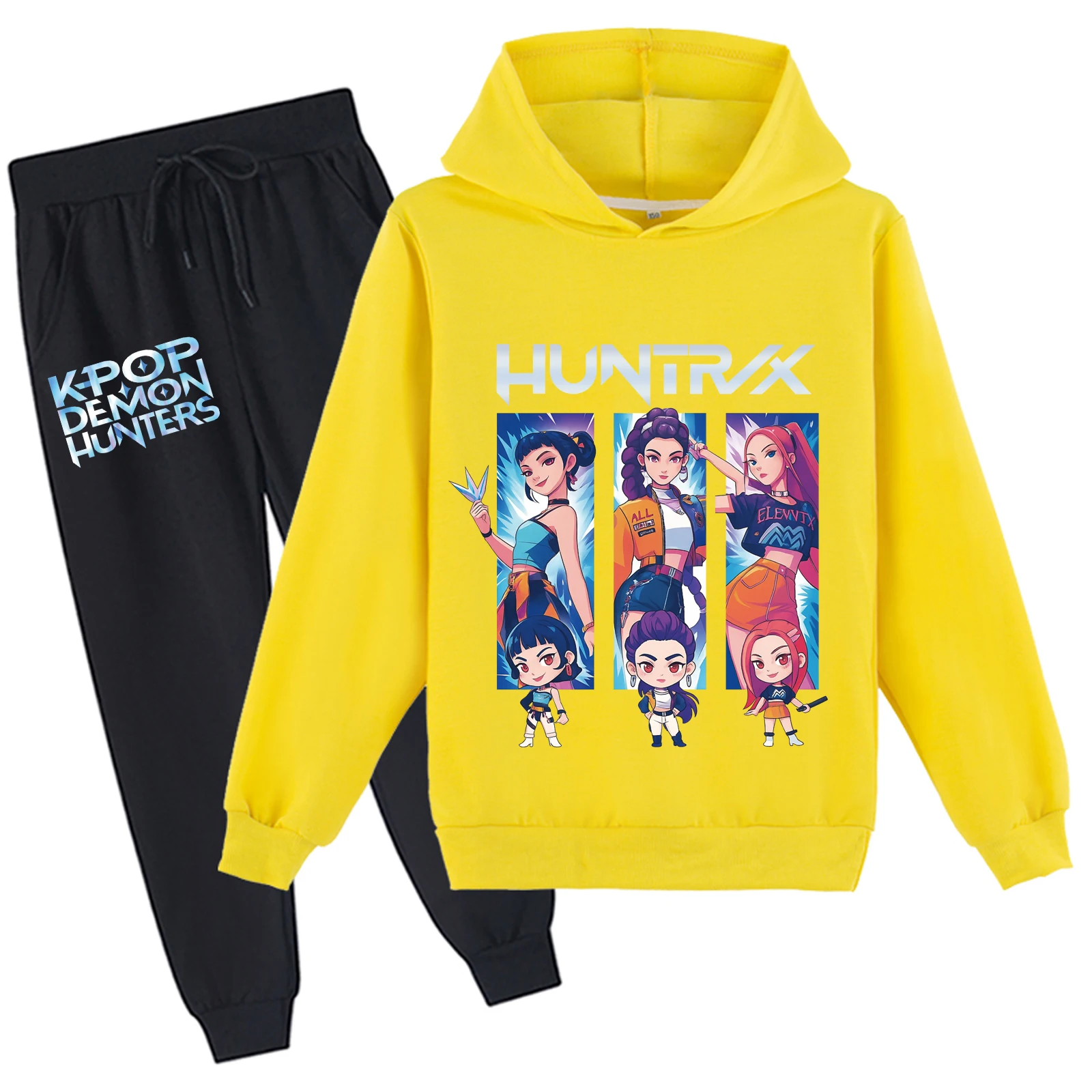 KPop Demon Hunters – ensemble de 2 sweat à capuche et pantalon Long en coton, sweat-shirt doux pour enfants (2-14 ans, 6 couleurs)