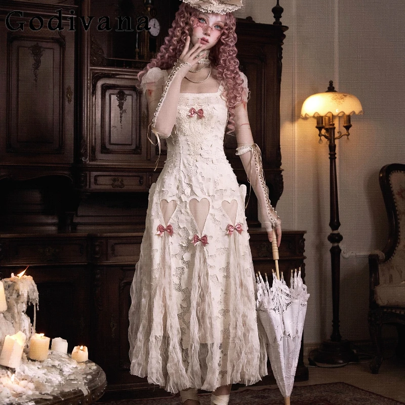 Abito da festa estivo senza maniche bianco Donna Blood Supply Love God Strap Abito lungo Carnevale per ragazze Abiti eleganti da compleanno