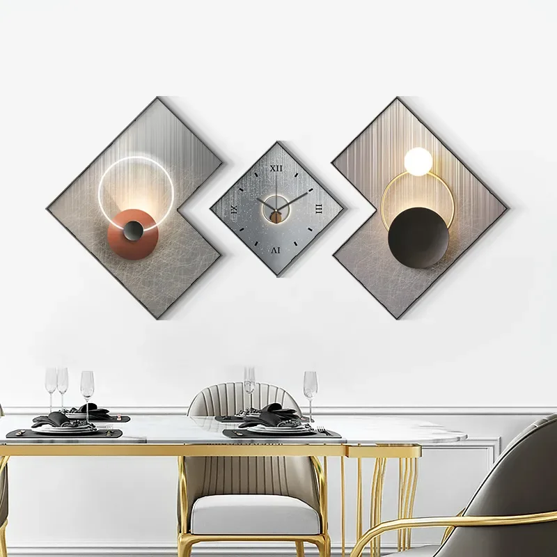 for Light Luxury Rhombus Special Shaped Living Room Sofa Background Wall Decorative Painting Modern Simple Triptych Wall