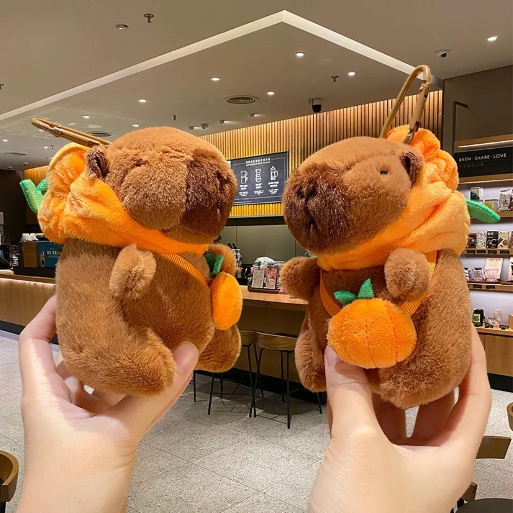 ใหม่น่ารักของเล่นตุ๊กตาพวงกุญแจฟักทองตุ๊กตาสัตว์ตุ๊กตาจี้ Capybara อะนิเมะปุยของเล่นกุญแจรถของขวัญ