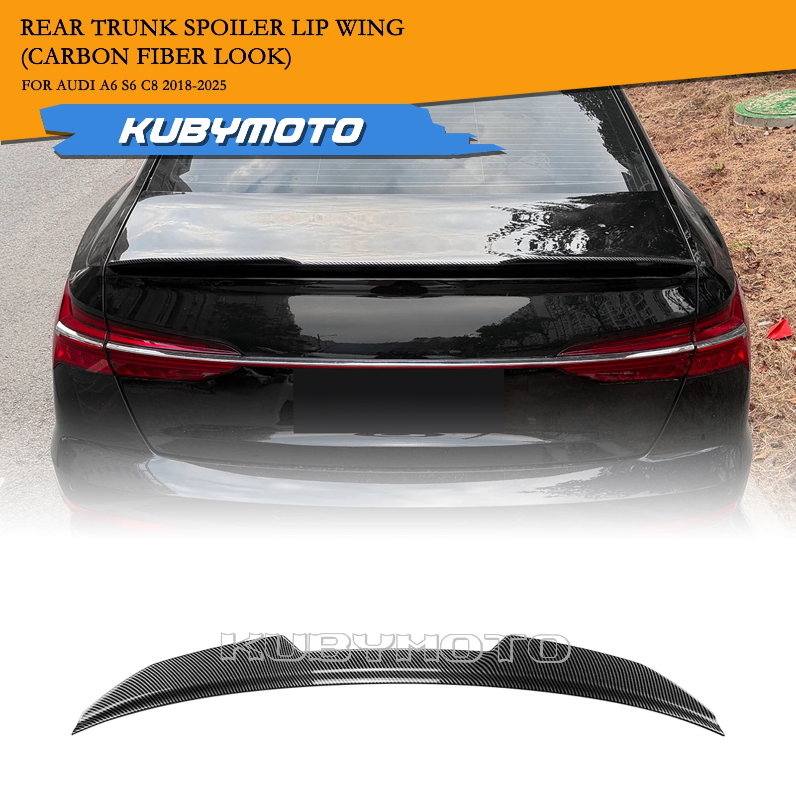 

Tail Carbon Fiber Look/Gloss Black Rear Trunk Lid Spoiler Wing Lip Tailgate Splitter For Audi A6 S6 C8 2018-2025 Sedan 4-Door