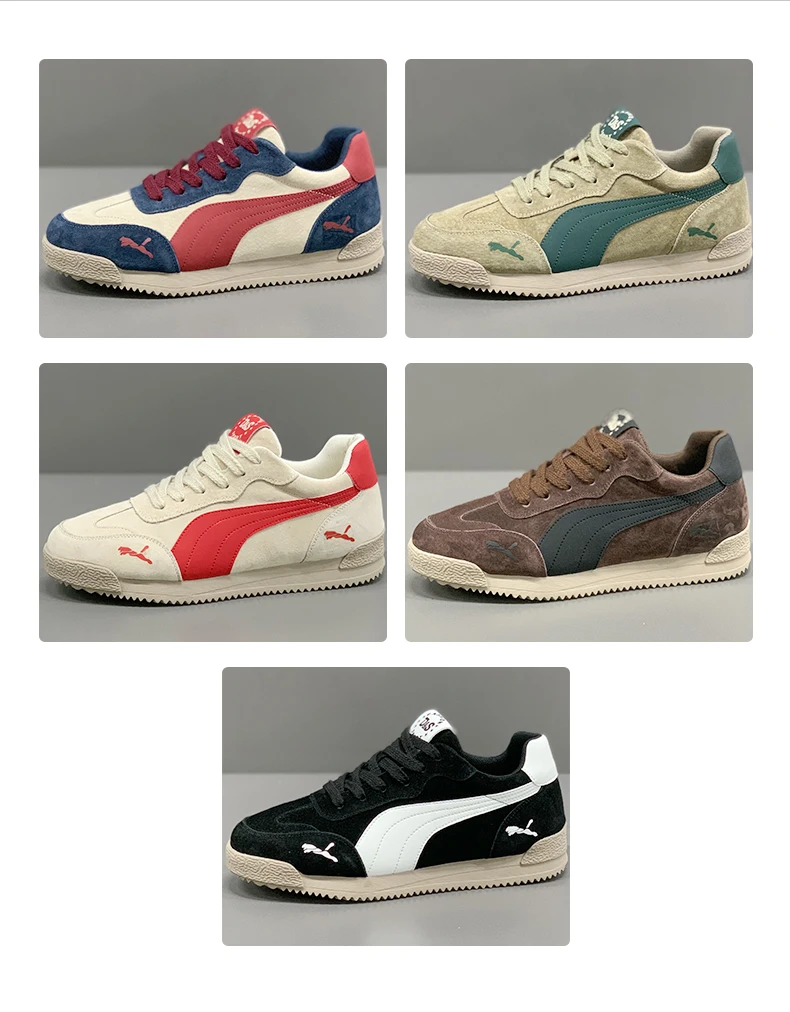 Herren-Sneaker in Beige und Rot, Retro-Design, Obermaterial aus Wildleder, Schnürung, leicht, flache Sohle, Freizeit- und Alltagsschuhe, klassisches, trendiges Streetwear-Modell. – Detail 3