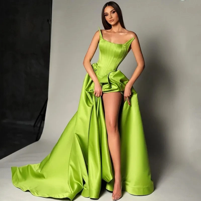 

Customized Sexy Green Mermaid Women Evening Formal Dresses Square Neck Silt Long Prom Party Gowns Vestidos De Festa 2024