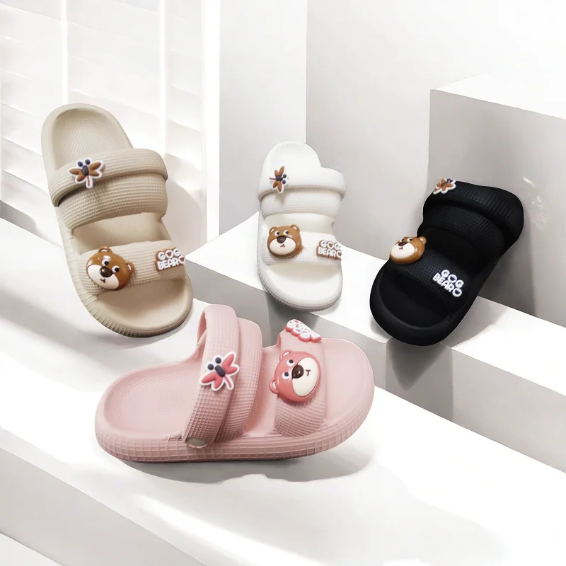 Women Slippers Home Indoor Cute Style Bathroom Beach Play Thickened Clouds Soft Sandals EVA Summer Ladies Shoes Cute Bear