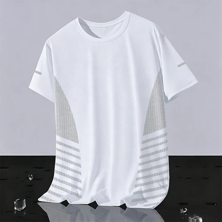 Neue Ice Silk Laufshirts für Herren, lockeres Kurzarm-Oberteil, Basketball-Gym-Sportbekleidung für Männer, Fitness-Workout, atmungsaktives Mesh-T-Shirt – Detail 19
