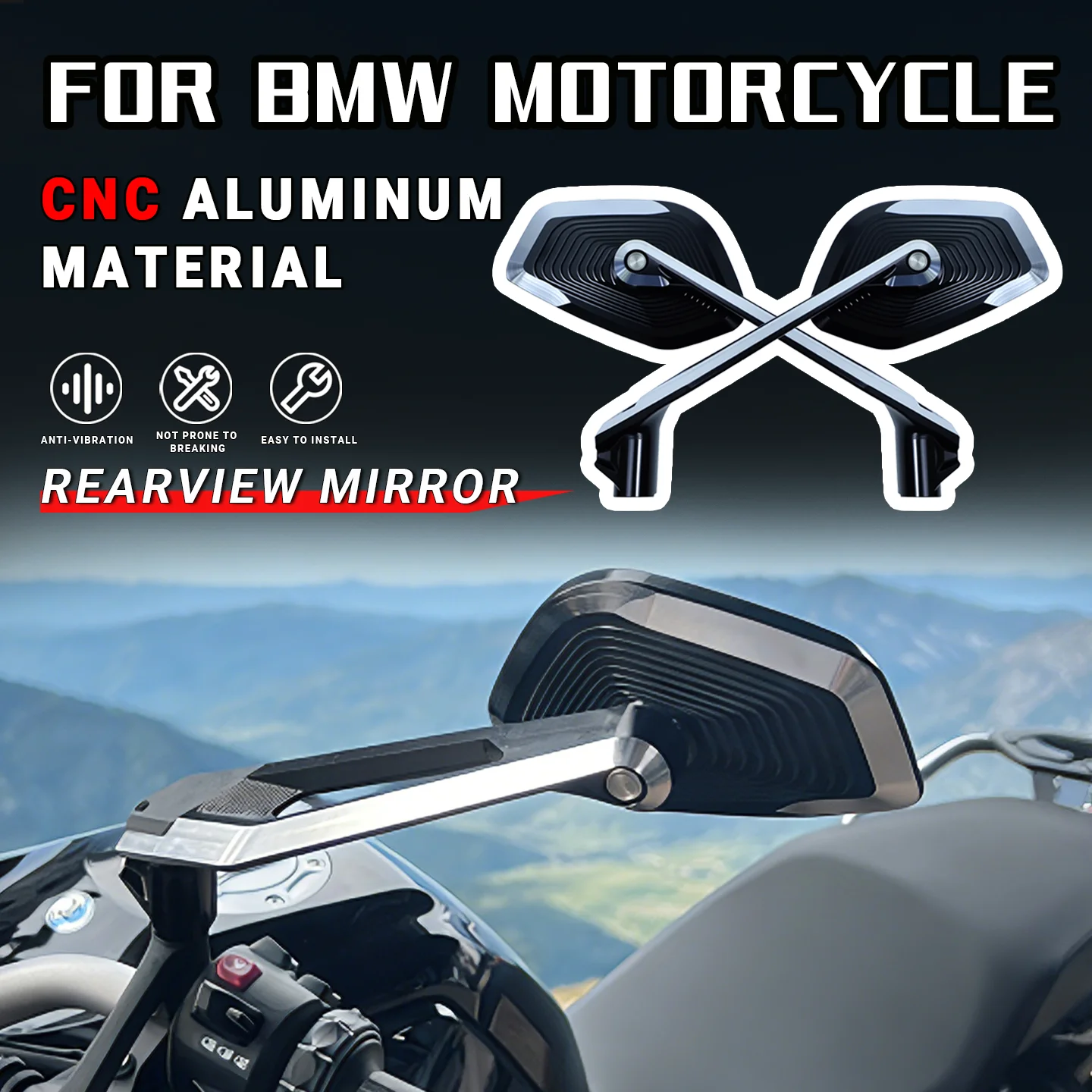 

Зеркала заднего вида для мотоциклов BMW R1300GS, R1250GS ADV, R1200GS, F900R, F850GS, F750GS, с регулируемым углом наклона, боковые зеркала для R1250GS