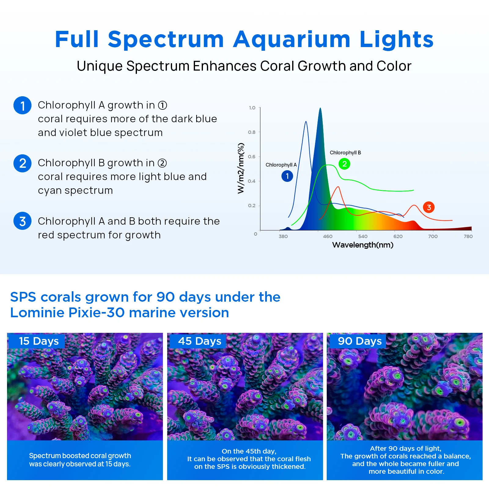 Lominie Aquarium Light Pixie 30 Sea, Full Spectrum, Saltwater Aquarium Light For Corals Reefs Nano Aquarium Tank