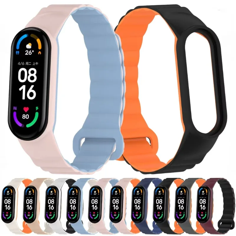 Silicone Magnetic Loop Strap For Xiaomi Mi Band 8 7 6 5 4 3 Bracelet Wristband Correa for Mi Band 9 Strap Mi band 10 Belt strap