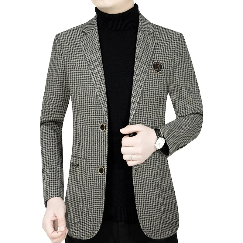 Men Plaid Business Blazers Jackets New Male Casual Suits Coats High Quality Man Spring Slim Blazers Jackets Suits Coats Size 4XL