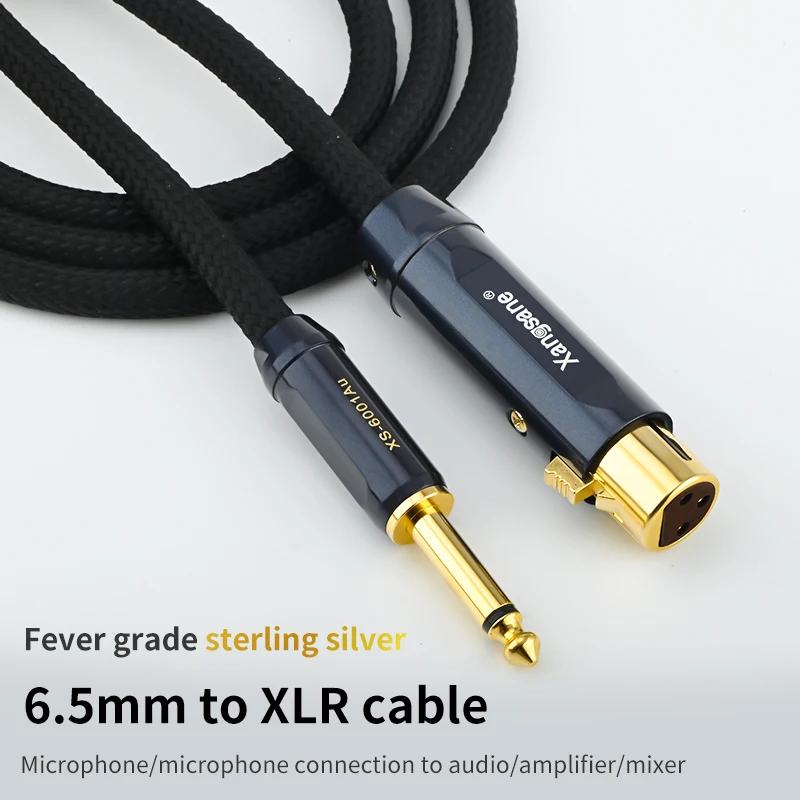 Hi-end 4N Pure Silver Mono 6.5mm to XLR Female Plug Microphone Cable Mixer Sound Card Audio Line