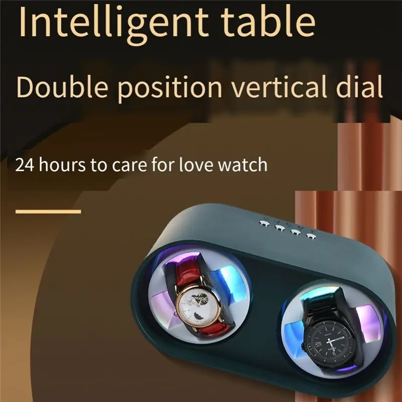 A59Z-Automatic Double Watch Winder Watches Storage Case Mechanical Watch Winding Device Quiet Motor WHITE