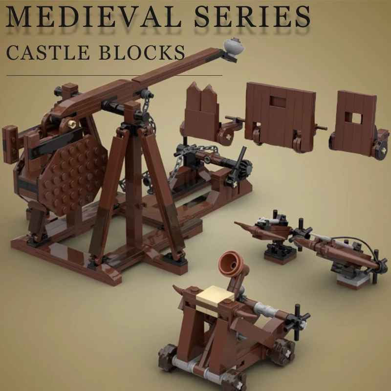 Bloques de Construcción de la Serie Catapulta Medieval MOC, Castillo del Imperio Romano, Figuras de Caballeros y Soldados, Arco Cruzado Pesado, Ballista, Ladrillos de Juguete