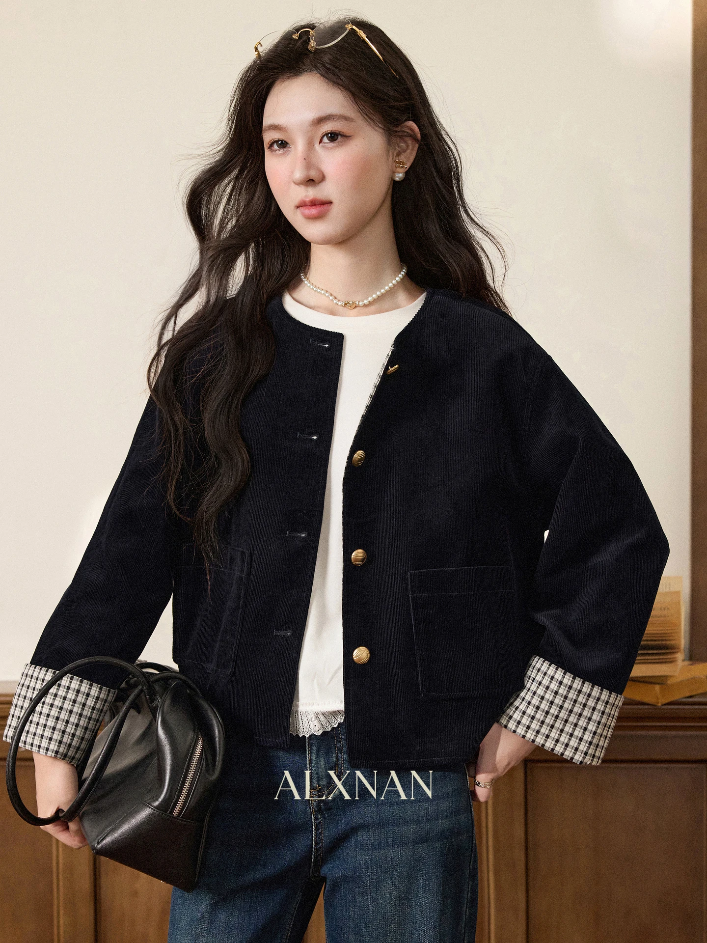 

ort Bla Chinese Sle Women's Jaet Autumn New Design Unique Top Loose Fit Long Sve Versatile Ladies Outerwear