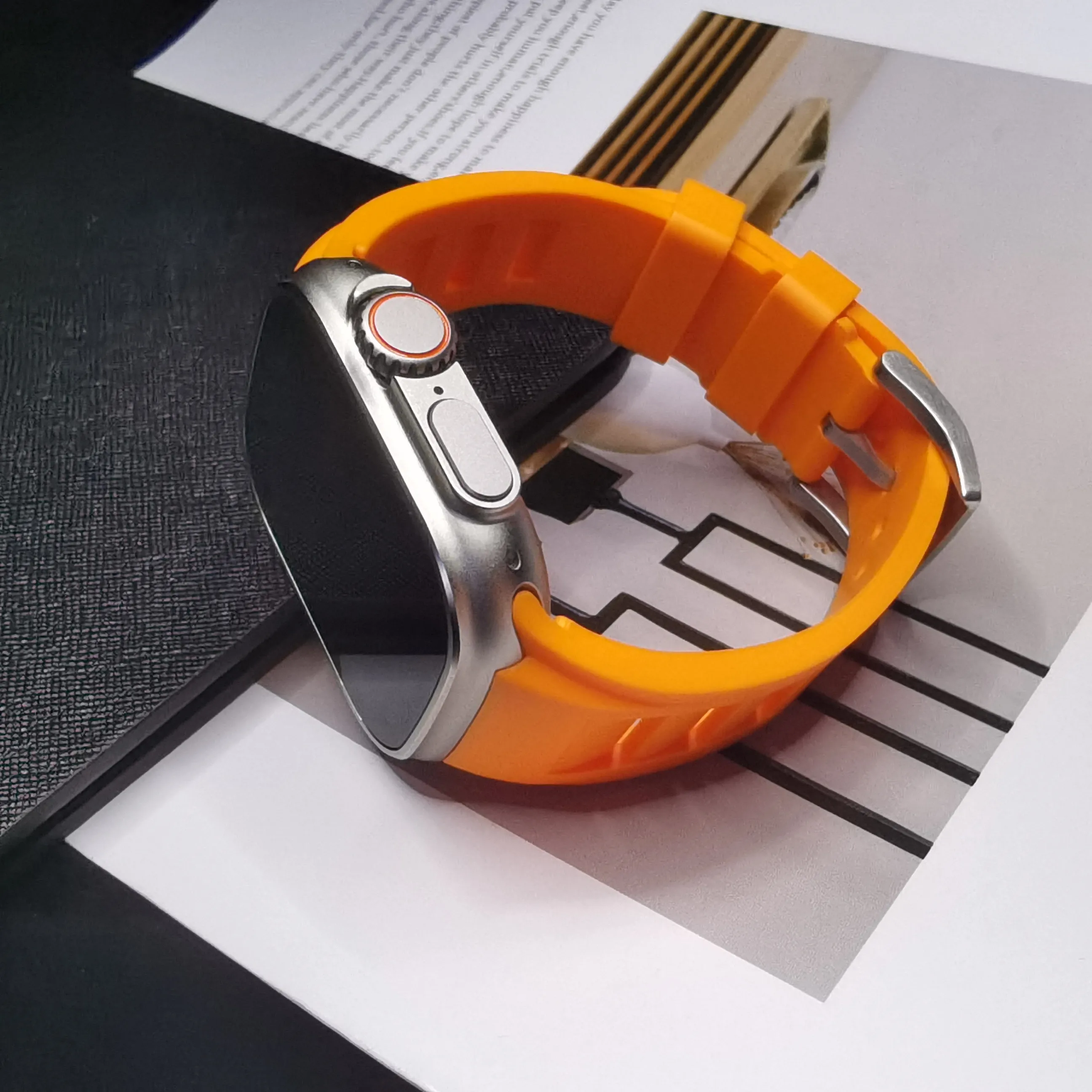 Sports Rubber Strap For Apple Watch Ultra 2 1 49MM 45MM 44MM 42MM Soft Silicone Band For Iwatch Series 9 8 7 6 5 4 SE 3 Bracelet