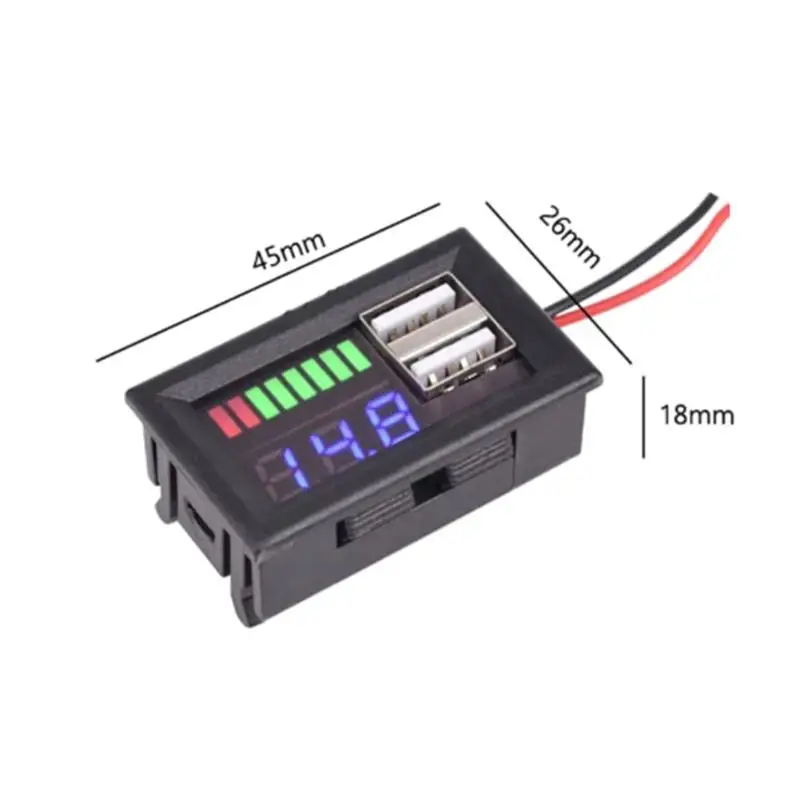 Dual USB LED Digital Voltmeter Battery Capacity Display Fast Charging for RV Camping Portable Power Station Use