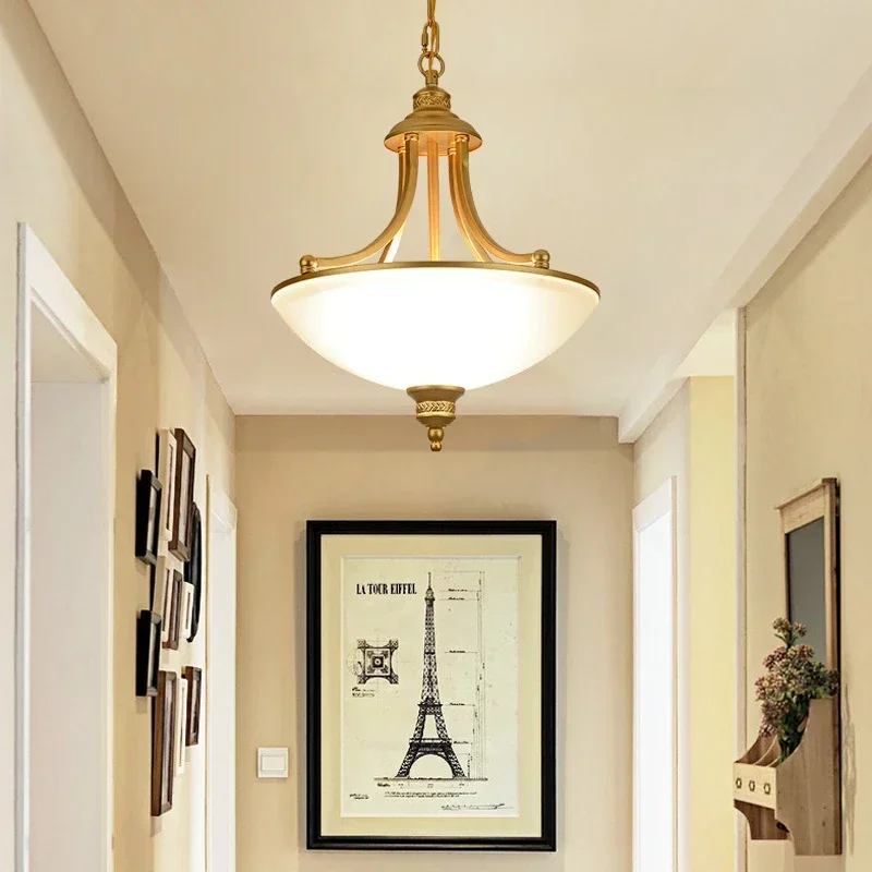 American Ceiling Chandelier Home Lamp Living Room Decor Dining Room Retro Led Ceiling Light Iron Chandelier Balcony Restaurant