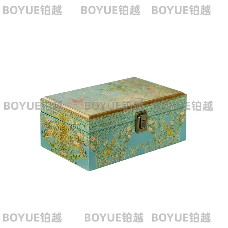 American Retro Printed Jewelry Box Large Capacity Three Tier Gold Organizer Exquisite Wedding Gift Storage Case for Rings