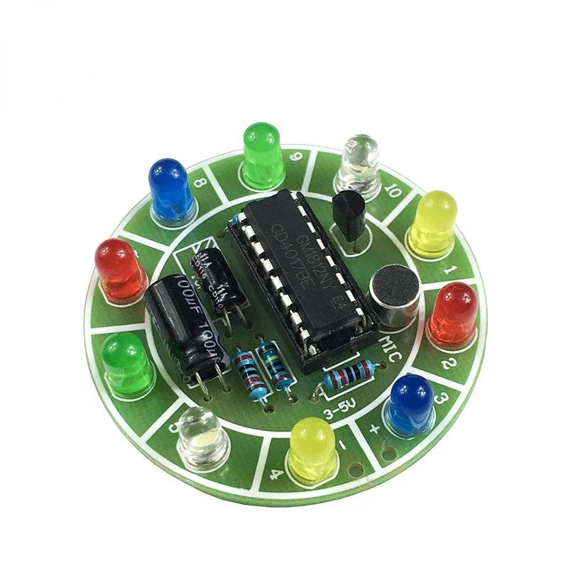 CD4017 colorful voice control rotating LED light kit electronic manufacturing diy kit spare parts student Laboratory