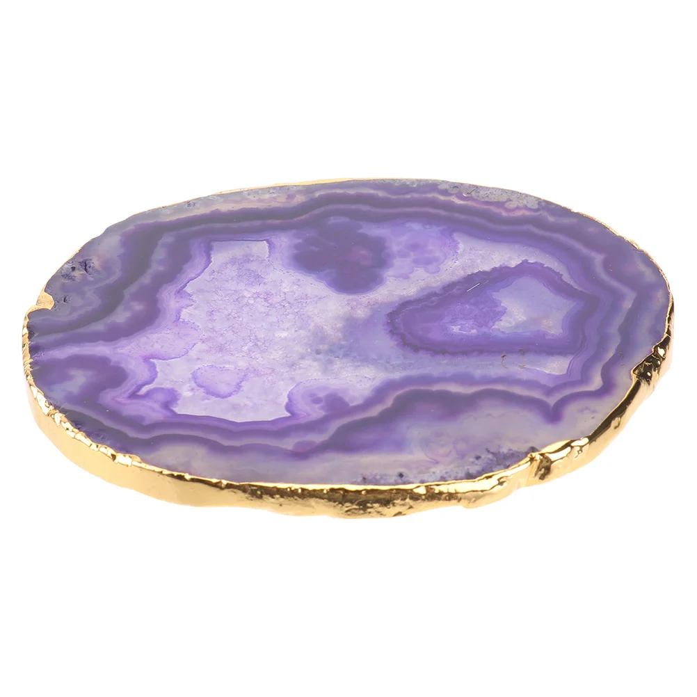 

1pc Agate Natural Stone Cup Mat Heat Resistance Drink Coaster For Home Stone Agate Pad Decor Desktop Protection