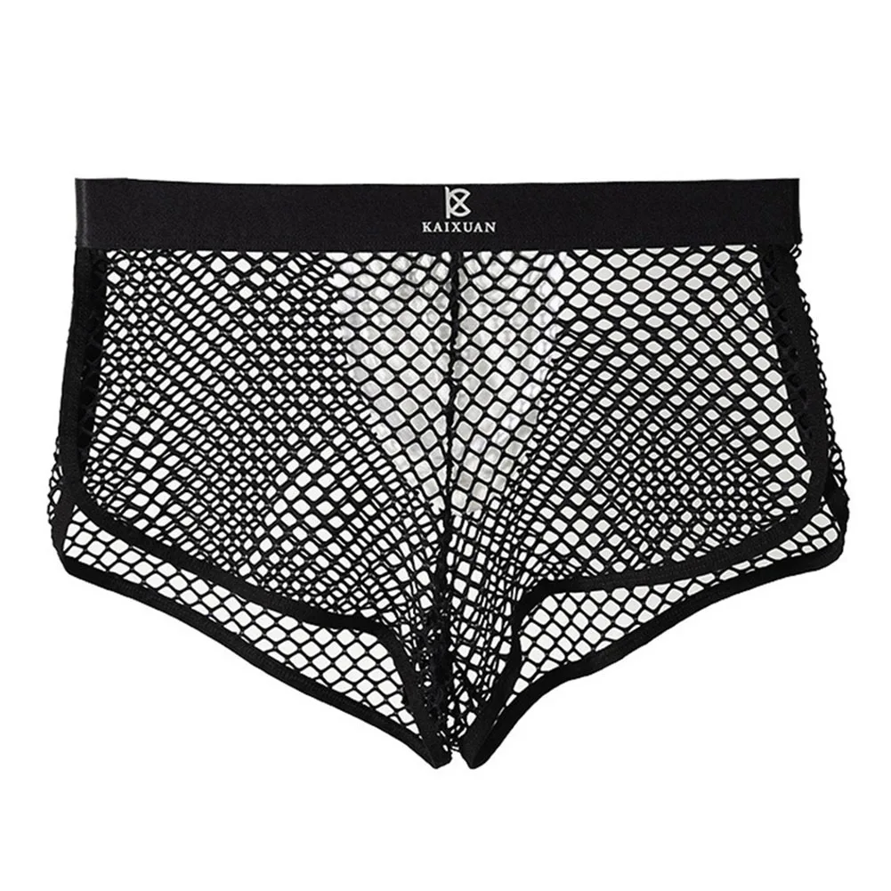 Men Mesh Hollow Sheer Boxer Shorts Underwear Egg Tray U Pouch Elastic Panties Extreme Night Underwear Men's Clothing Fashion