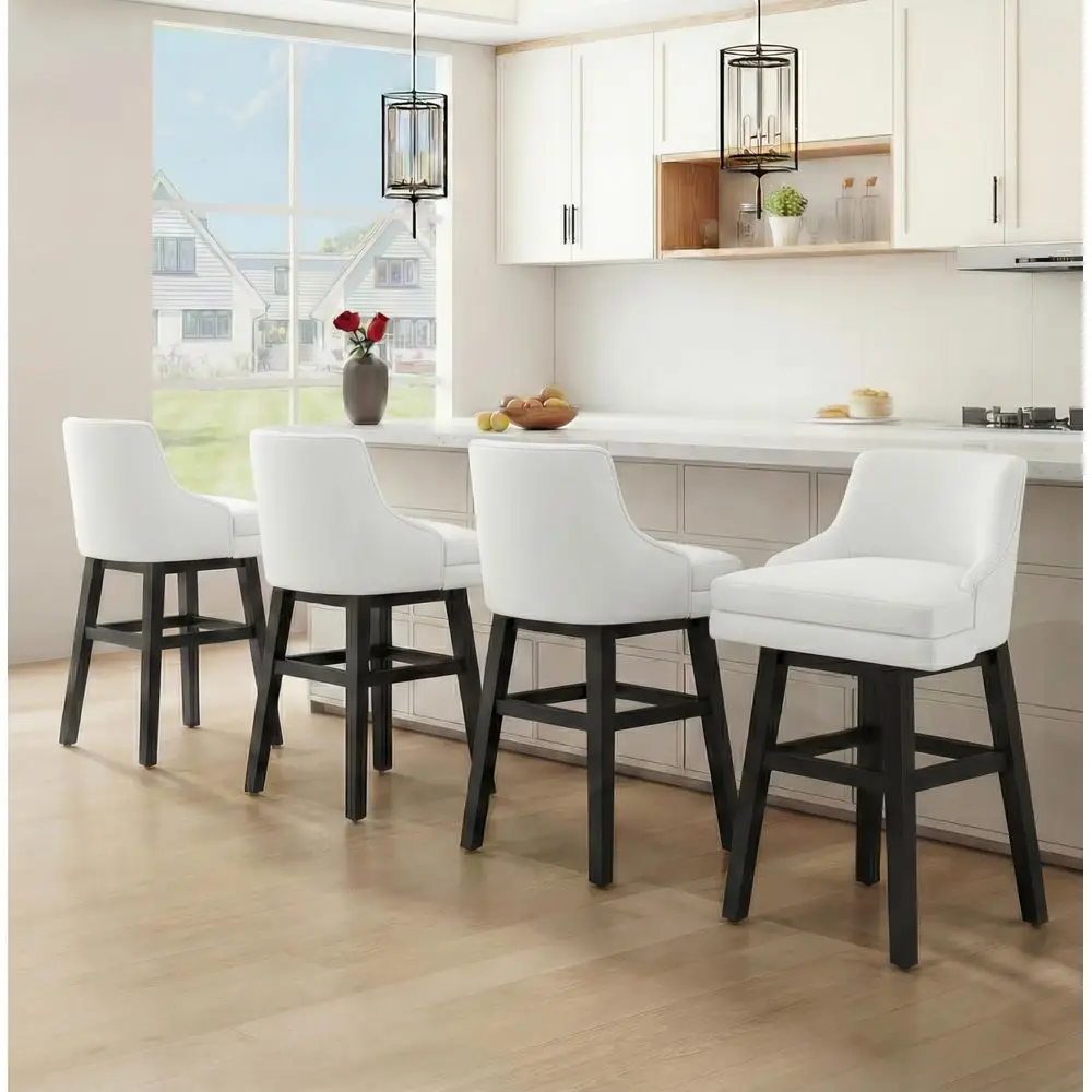 

Swivel Bar Stools Set of 4, 26 inch Counter Height Bar Stools with Fabric Removable Cushion and Square Soild Wood Legs, Upholst