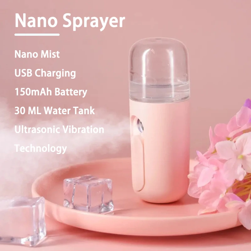 

30ml Mini Humidifier Face Mist Spray Portable Rechargeable Small Facial Steamer Wireless Nano Personal Face Hydrat Sprayer