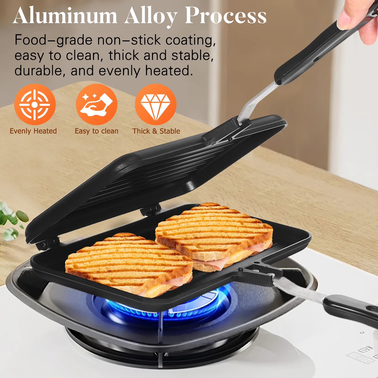 

Skillet Sandwich Pan Double Sided Non Stick Waffle Maker Breakfast Machine Household Baking Tool Small Appliances Kitchen