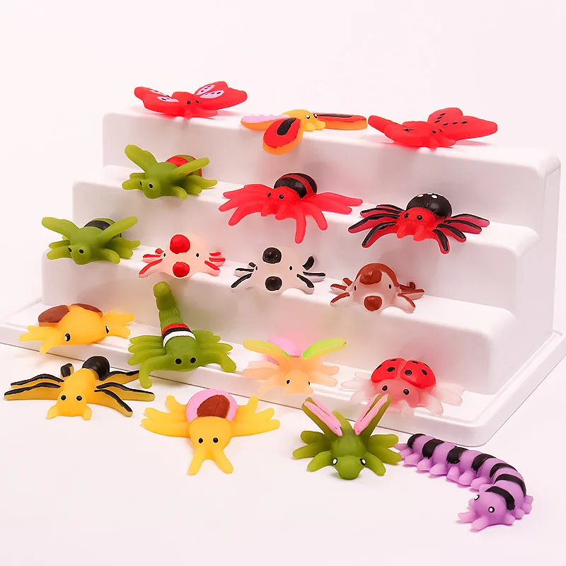 5Pcs Simulation Insect Butterfly Soft TPR Pinch Fidget Cute Small Insect Butterfly Squeeze Toys Stress Relief Toys For Kids