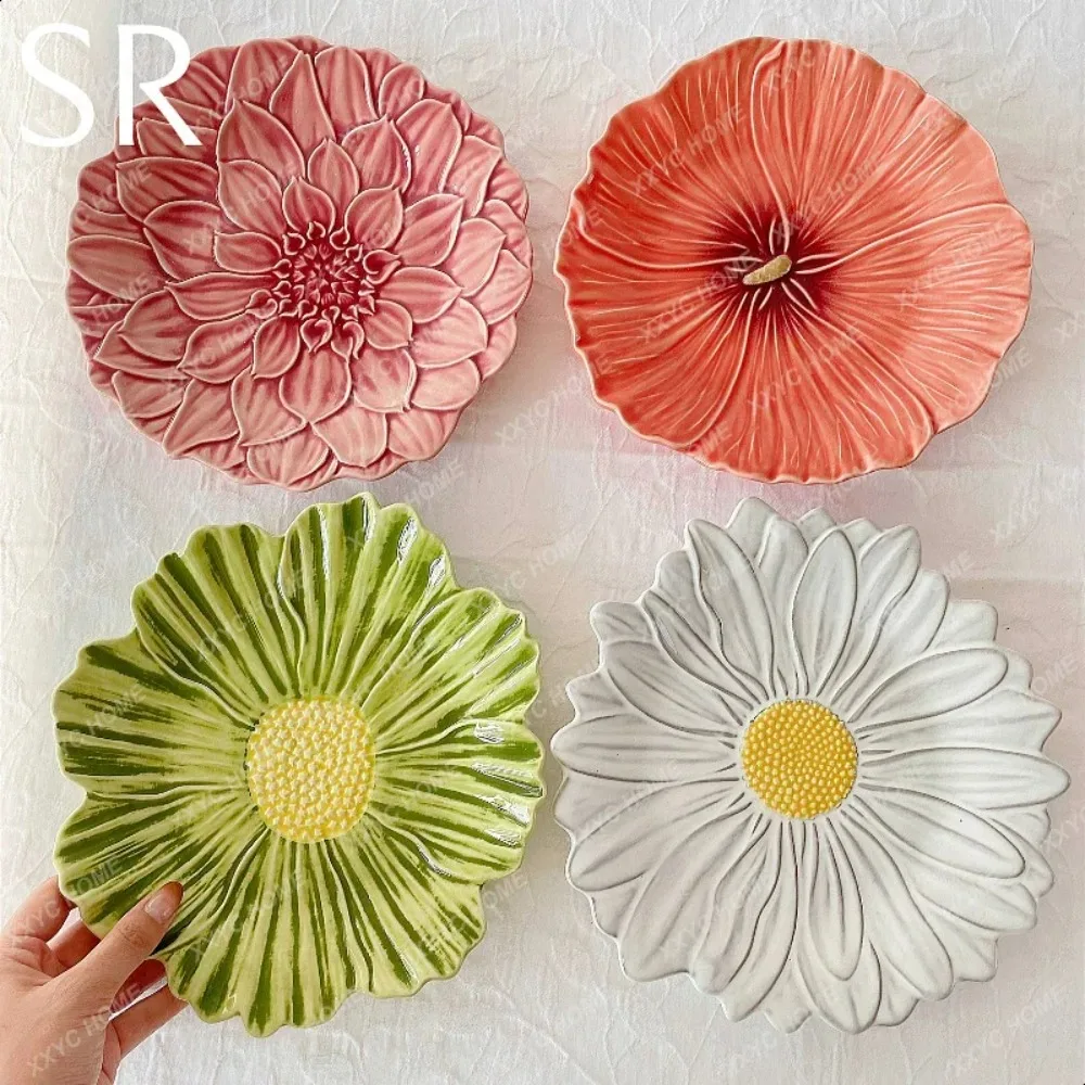 

2024 Handmade Porcelain Flower Daisy Calliopsis Tableware Dessert Saucer Plate