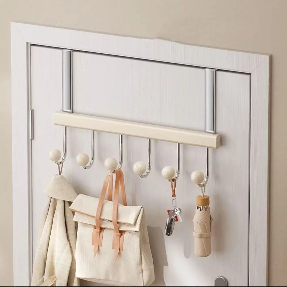 

Modern 6 Hooks Over The Door Hooks Punch Free Large Capacity Clothes Coat Hooks Space Saving Folding Towel Hooks Behind The Door