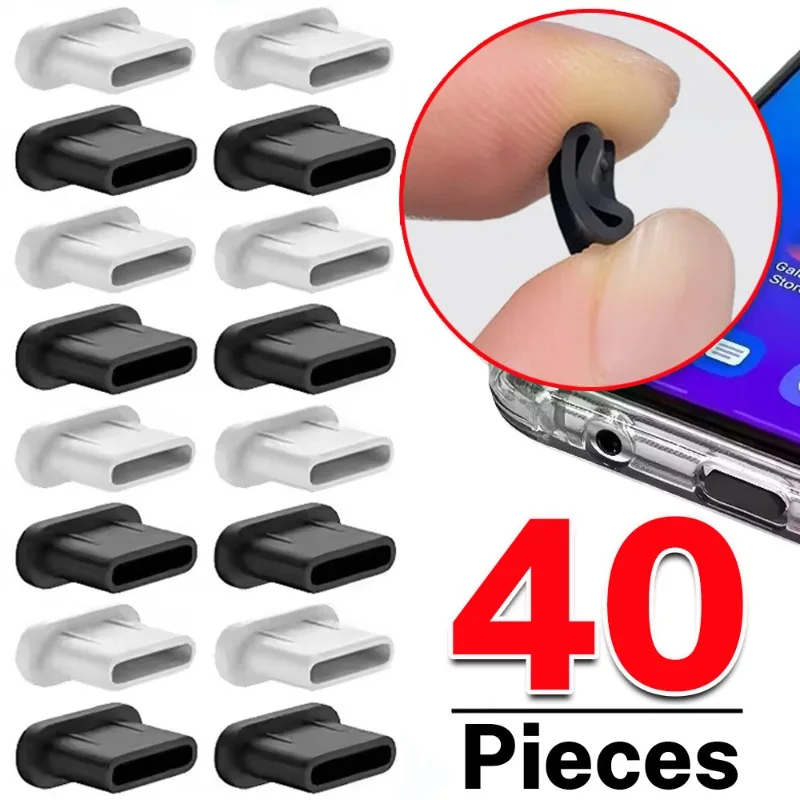 1-40Pcs Silicone Dust Plugs Type C Charging Port Protector Stopper Cap Cover for iPhone 17 16 15 Pro Max Samsung Anti-Dust Plug