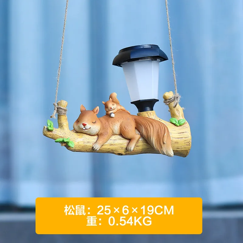 Outdoor Solar Nightlight Garden Squirrel Sloth Pendant Simulation Animal Gardening Decoration Sculpture Accessories